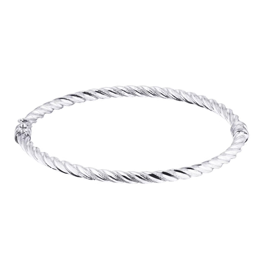 Gold Twist Bangle in 10K White Gold