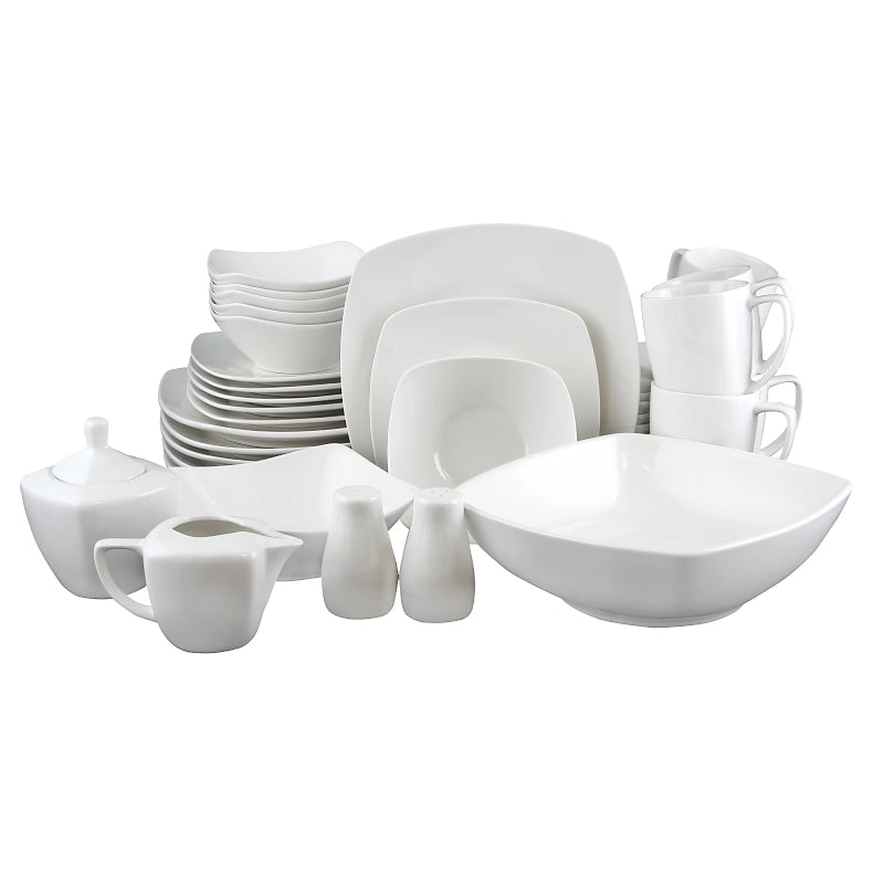 Juego de vajilla de cerámica Gibson Home Zen Buffetware (39 piezas), color blanco