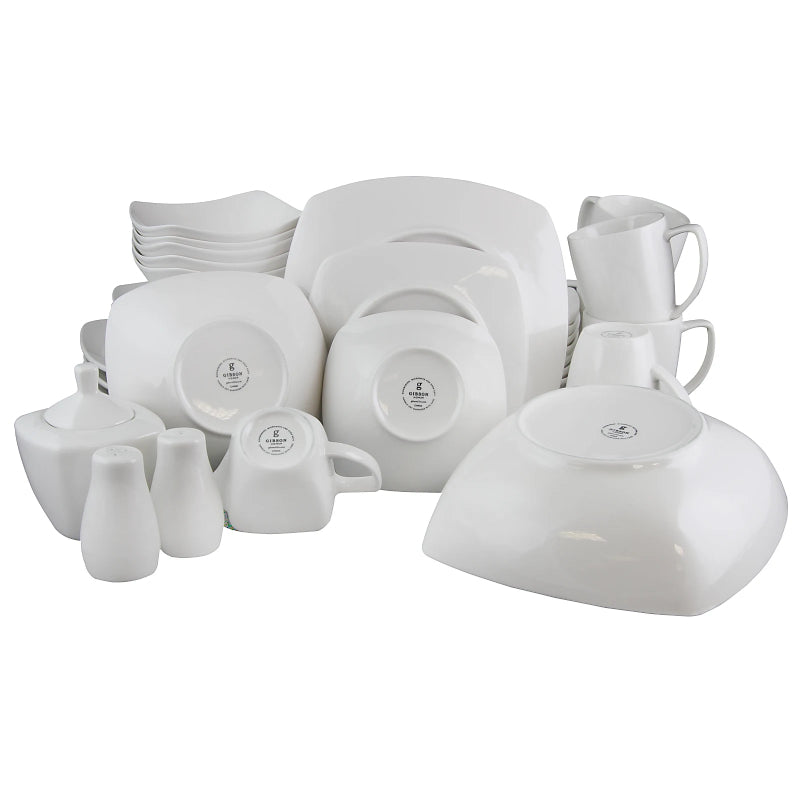 Gibson Home Zen Buffetware Ceramic Dinnerware Set (39-Piece) - White