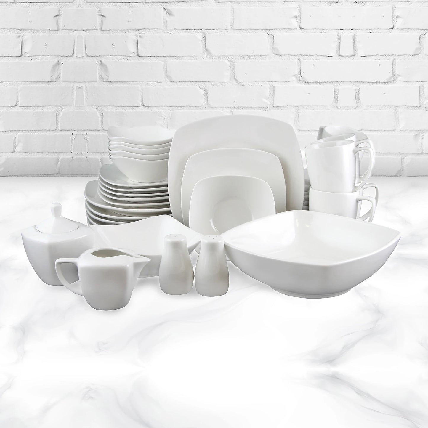 Gibson Home Zen Buffetware Ceramic Dinnerware Set (39-Piece) - White