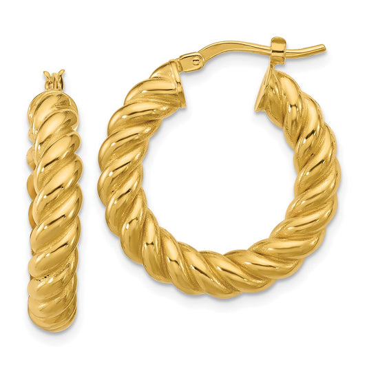 14K Leslie's Women's 5mm Twisted Hoop Earrings in 14K Yellow Gold