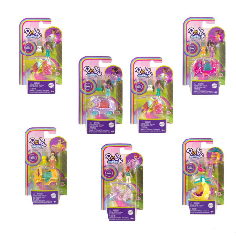 Conjunto de muñeca en miniatura y vehículo de fundición a presión Polly Pocket con minimascota (surtido)