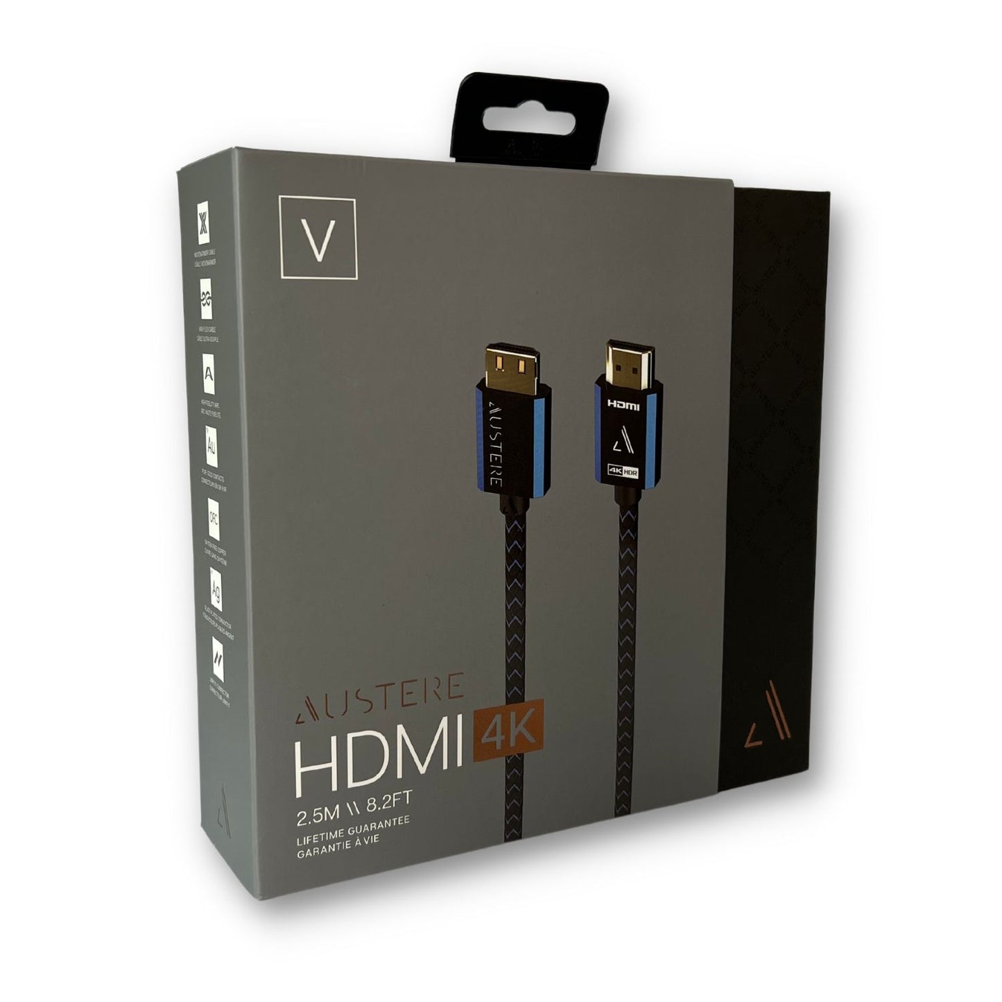 Cable HDMI 4K de 2,5 m de la serie V de Austere 5S4KHD225M, negro y azul 