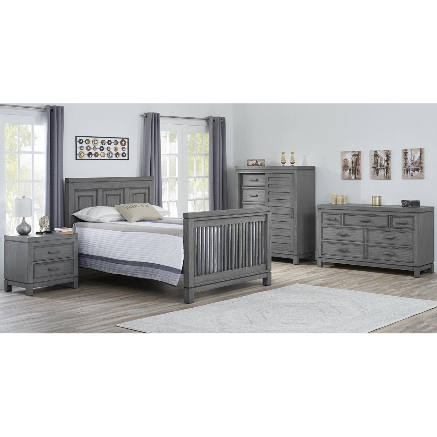 Soho Baby Manchester Rustic Gray 4-in-1 Convertible Crib