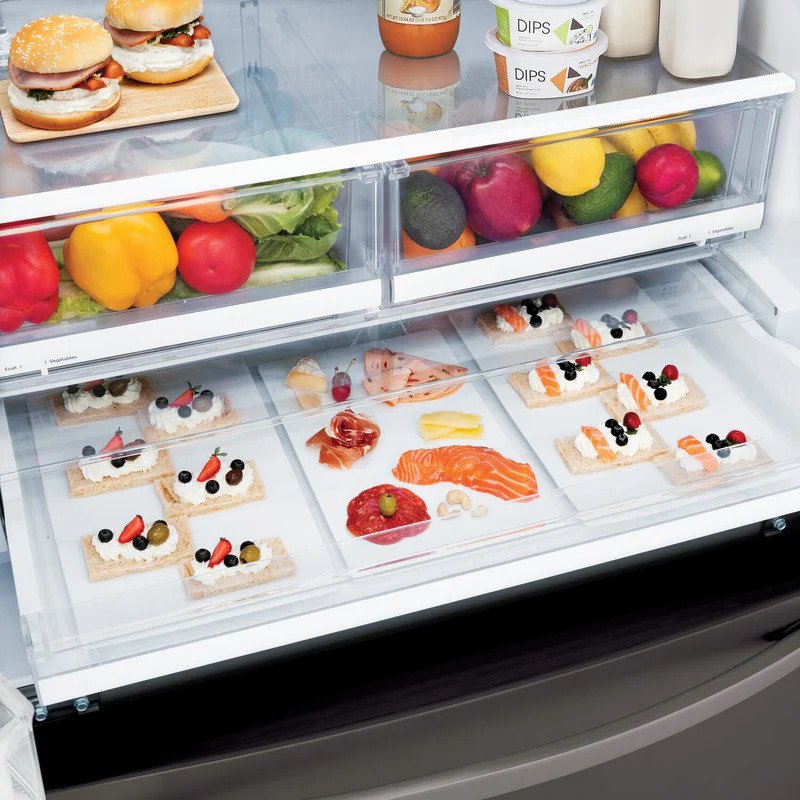 LG - Refrigerador de 3 puertas y 28 pies cúbicos con puerta francesa y tecnología ThinQ, modelo LRFS28XBD