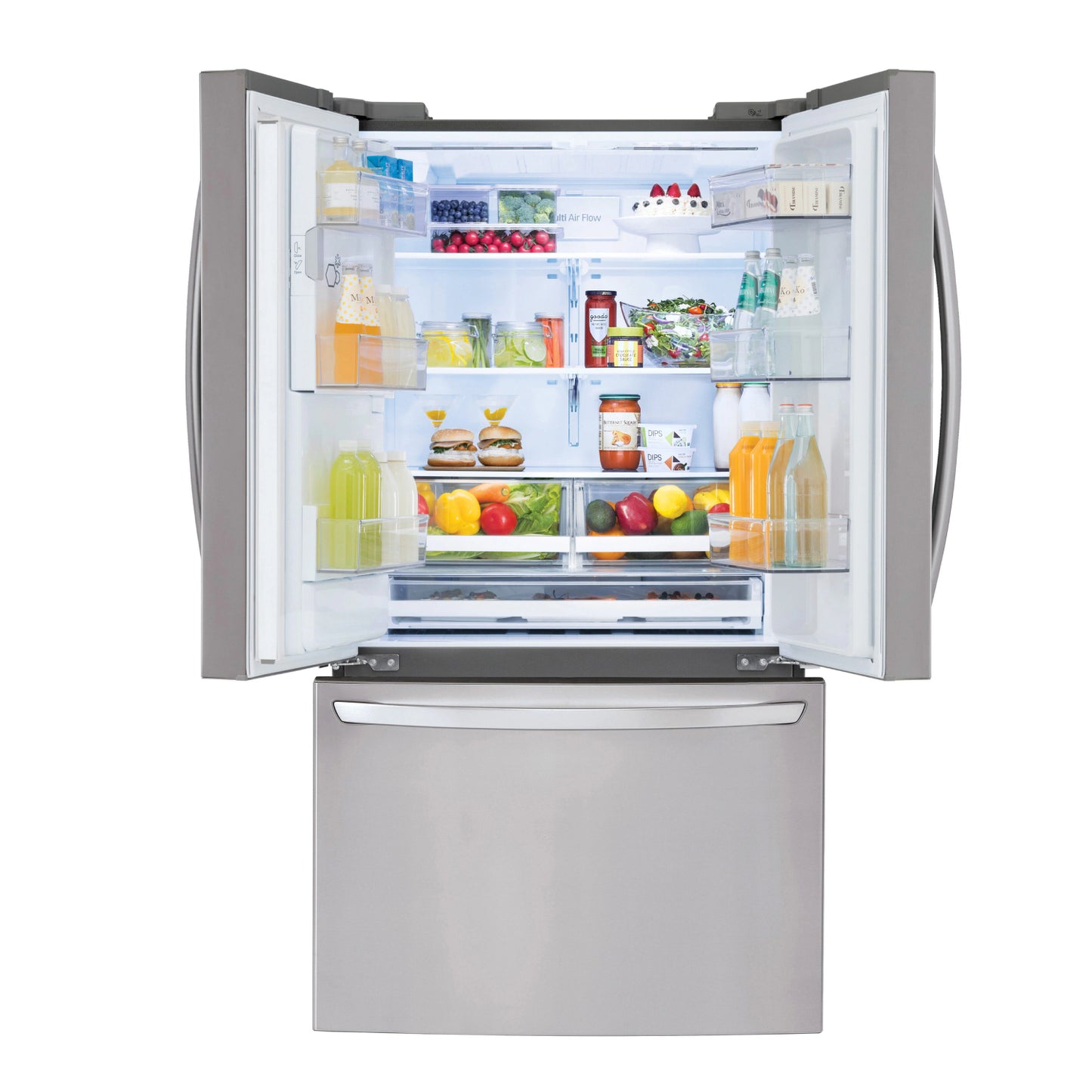 Refrigerador LG LRFS28XBS de 27,7 pies cúbicos con 3 puertas francesas y dispensador de hielo y agua - Acero inoxidable