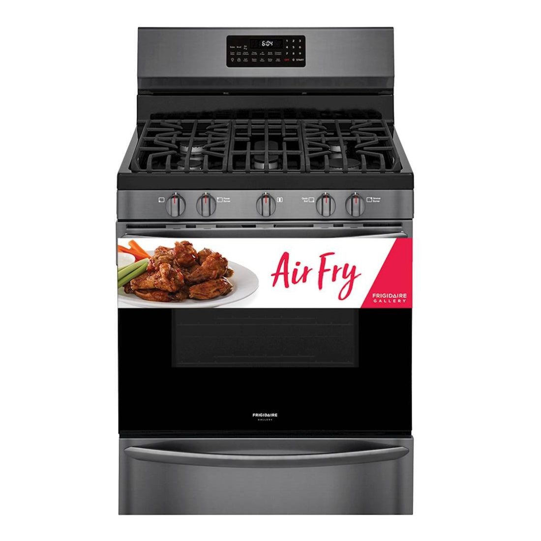 Cocina a gas independiente Frigidaire Gallery GCRG3060AD de 5,0 pies cúbicos con Air Fry - Acero inoxidable negro