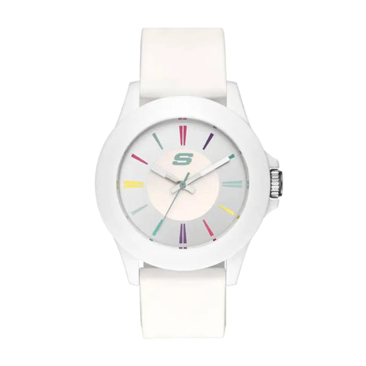 Reloj analógico Skechers Rosencrans para hombre, correa de 40 mm, con detalles multicolor, color blanco
