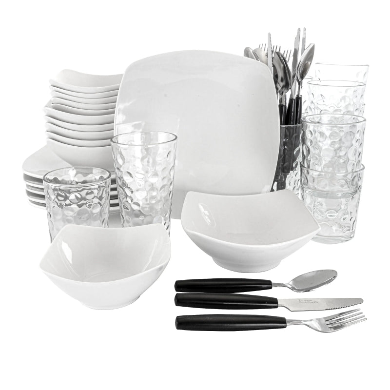 Gibson All U Need Ceramic Dinnerware Combo Set (48-Piece) - White - Curacao