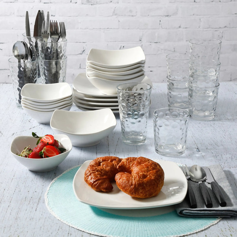Gibson All U Need Ceramic Dinnerware Combo Set (48-Piece) - White - Curacao