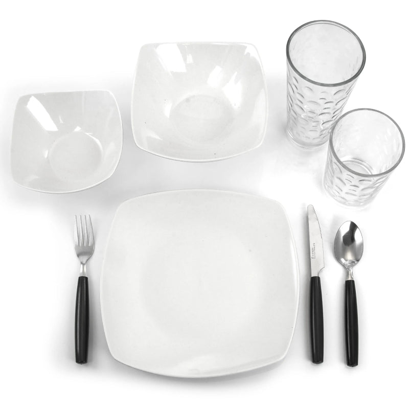 Gibson All U Need Ceramic Dinnerware Combo Set (48-Piece) - White - Curacao