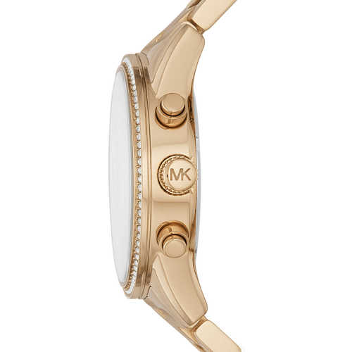 Michael Kors Women's Ritz Chronograph Round Gold Dial Stainless Steel Bracelet Watch - Gold