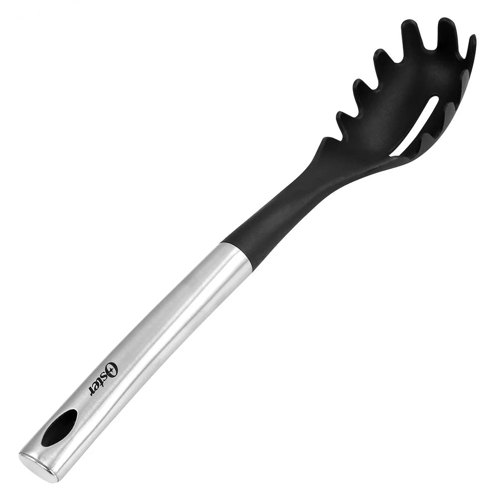 Oster Baldwyn Nylon Pasta Server Kitchen Utensil with Stainless Steel Handle - Black