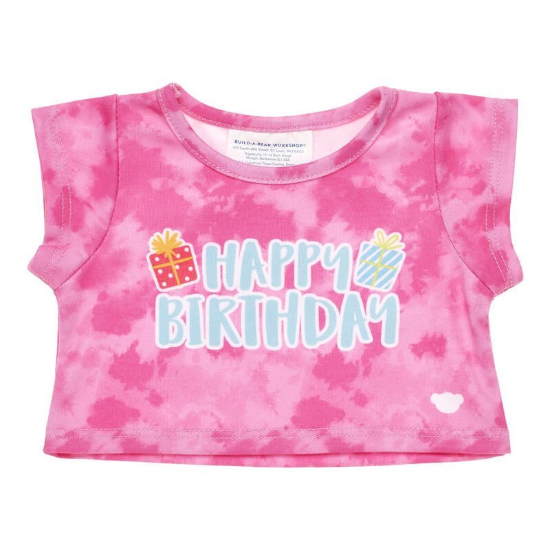 Build-A-Bear Tie-Dye Birthday T-Shirt - Pink