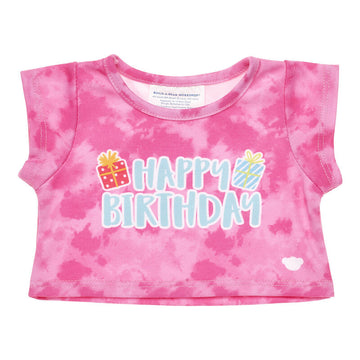 Build-A-Bear Tie-Dye Birthday T-Shirt - Pink