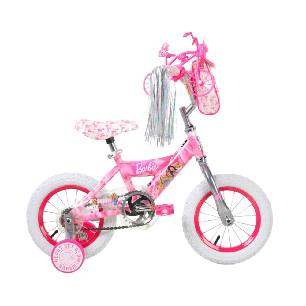 Dynacraft 12" Barbie Girl's Bike with Training Wheels - Pink/White