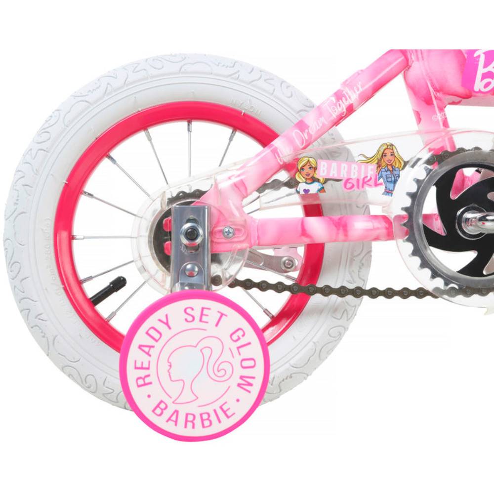 Dynacraft 12" Barbie Girl's Bike with Training Wheels - Pink/White