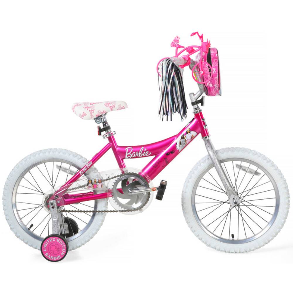 Dynacraft 18" Barbie Girl's Bike with Training Wheels - Pink/White