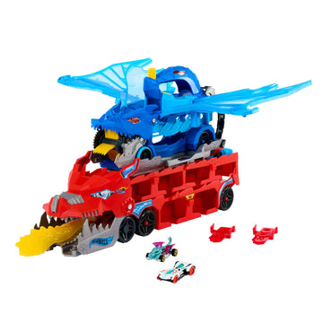 Hot Wheels City Ultimate Dual Dragon Transporter with Toy Cars