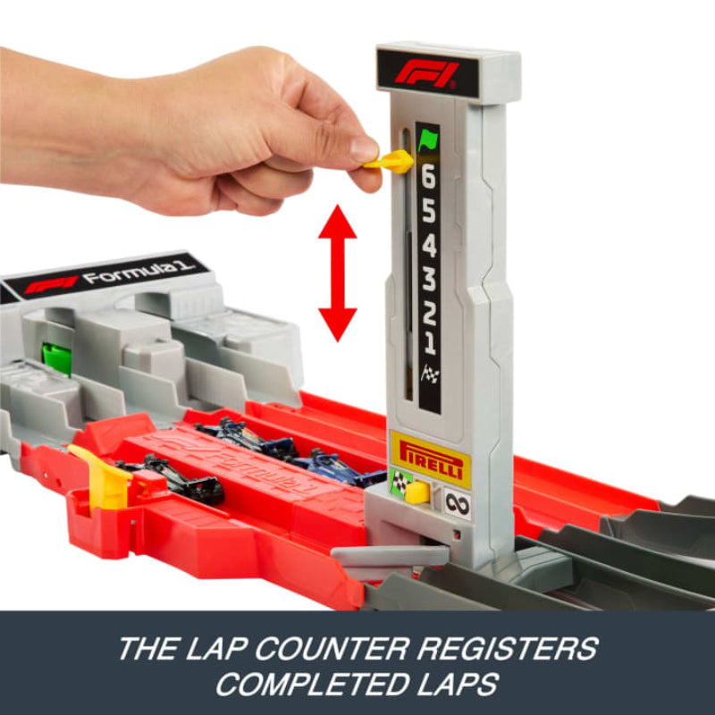 Mattel Hot Wheels Race Formula 1 Grand Prix Circuit Track Set with 1:64 Scale Toy Cars