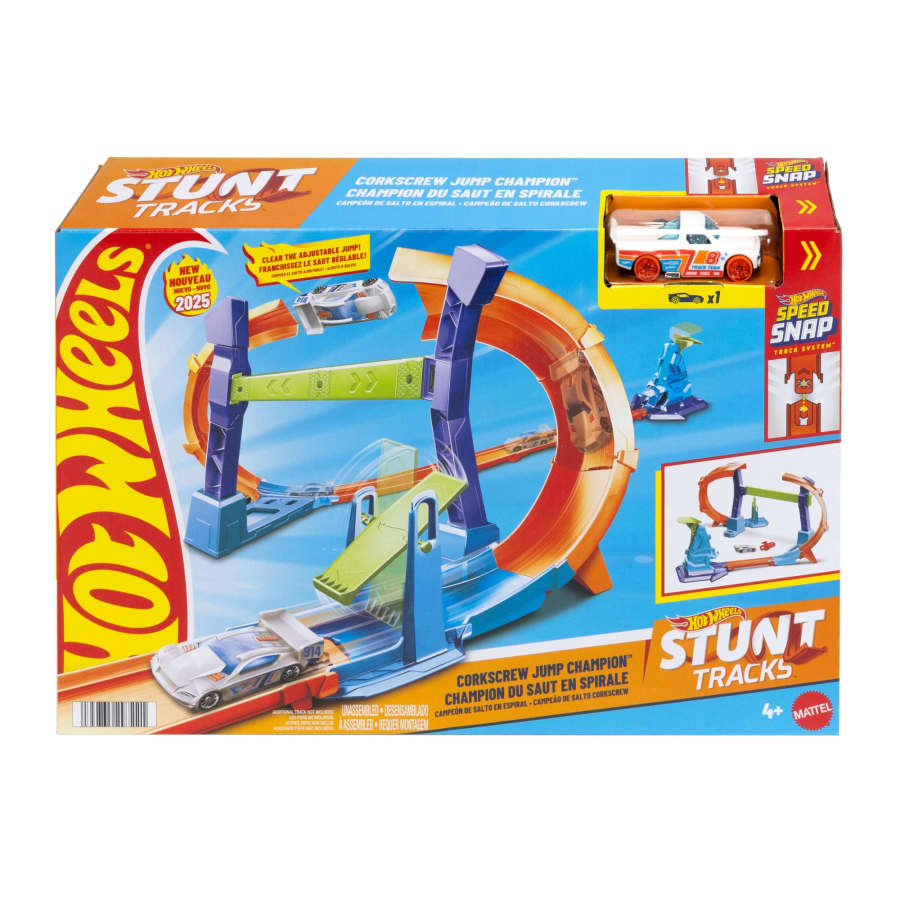 Hot Wheels Stunt Tracks Corkscrew Jump Champion Track Set with Toy Car