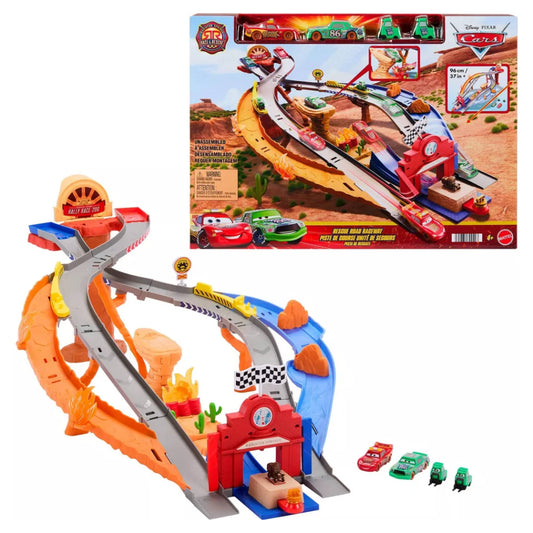 Mattel Disney And Pixar Cars Radiator Springs Race and Rescue Road Raceway Playset with 4 Toy Cars
