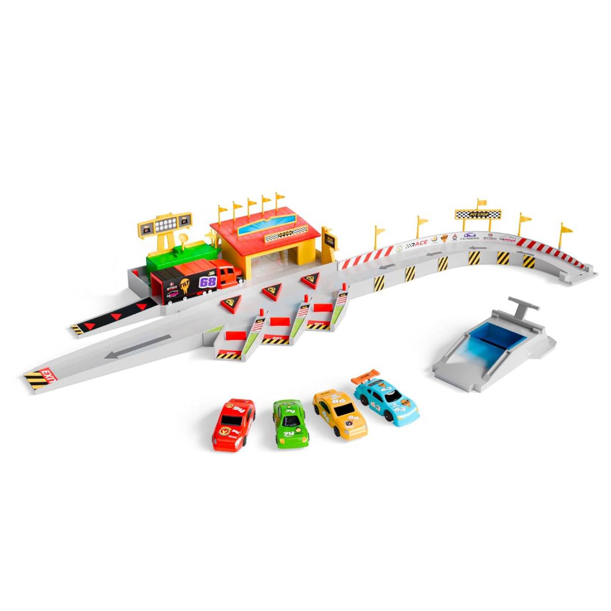 Lollipop Nascar Turbo Roller Pitstop Raceway Playset