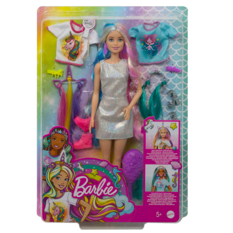 Mattel Barbie Fantasy Hair Fashion Doll with Colorful Blonde Hair