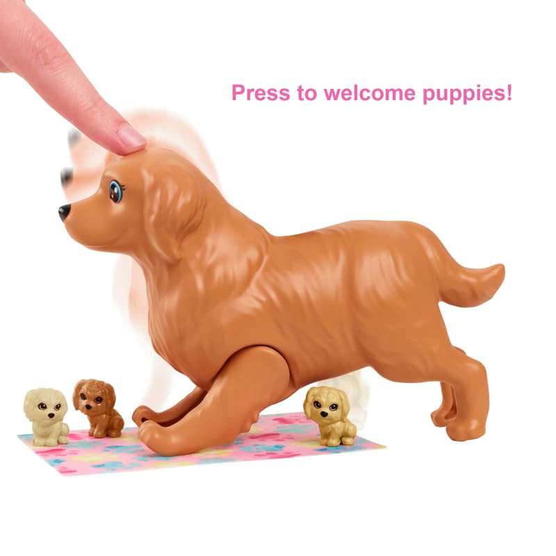 Mattel Barbie Newborn Pups Playset with Blonde Doll