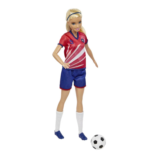 Mattel Barbie Soccer Doll with Acessories - Red/Blue