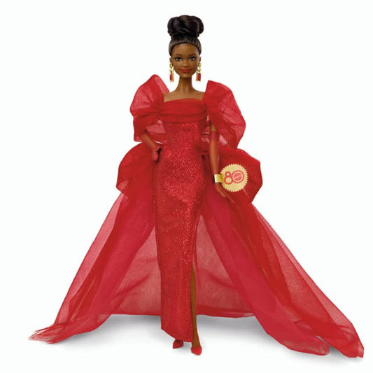 Barbie 80th Anniversary Brunette Doll - Red