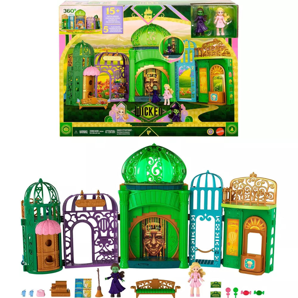 Mattel Wicked Emerald City Small Doll Playset with 5 Play Spaces and 15 Accessories