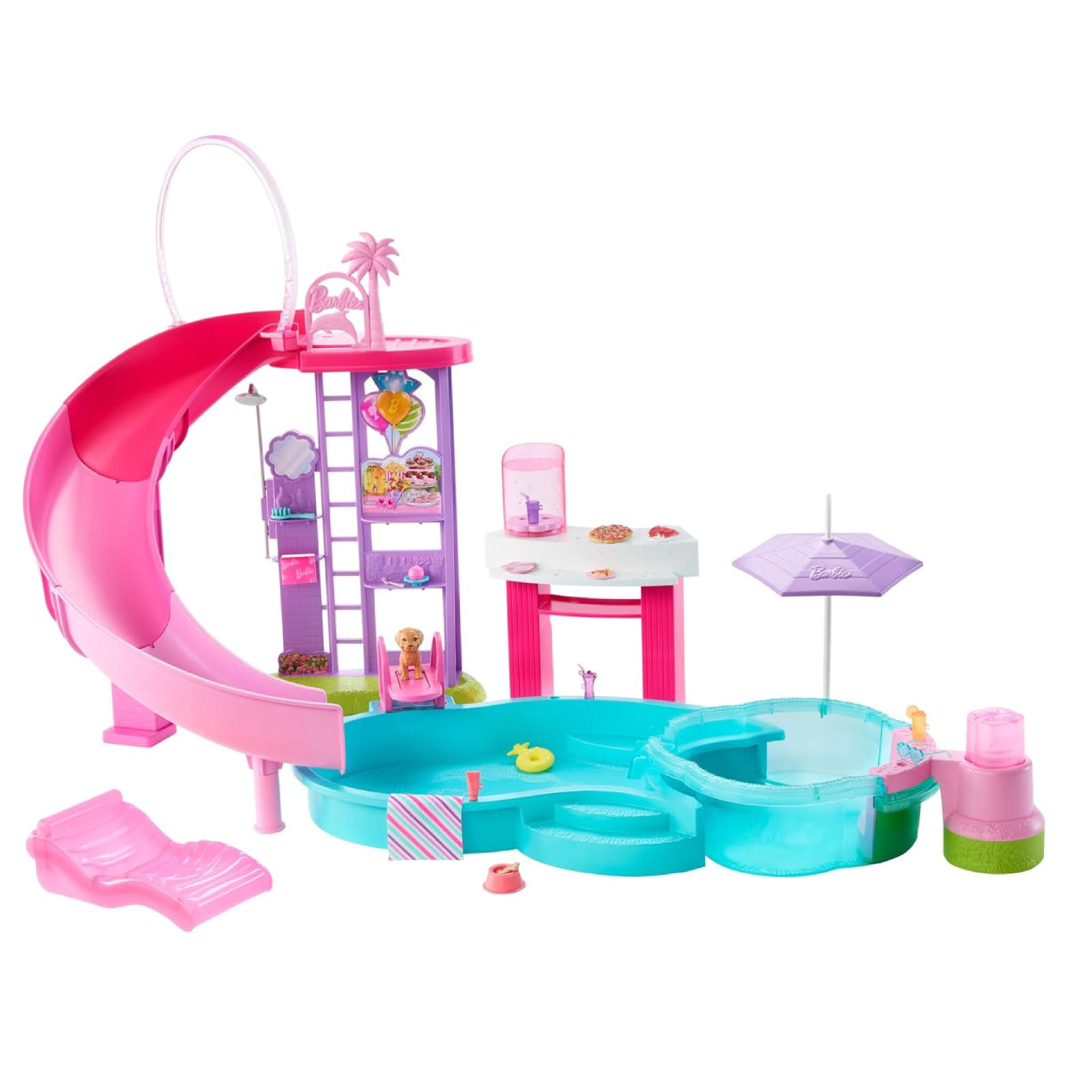Mattel Barbie Dream Pool Playset with Slide and Bubbling Hot Tub