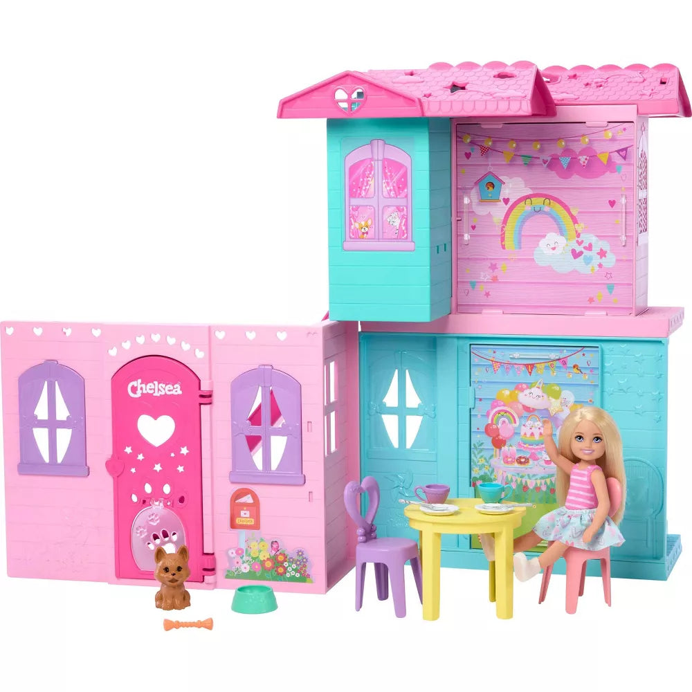 Mattel Barbie Chelsea Pop-Up Doll House with Doll & 15+ Accessories