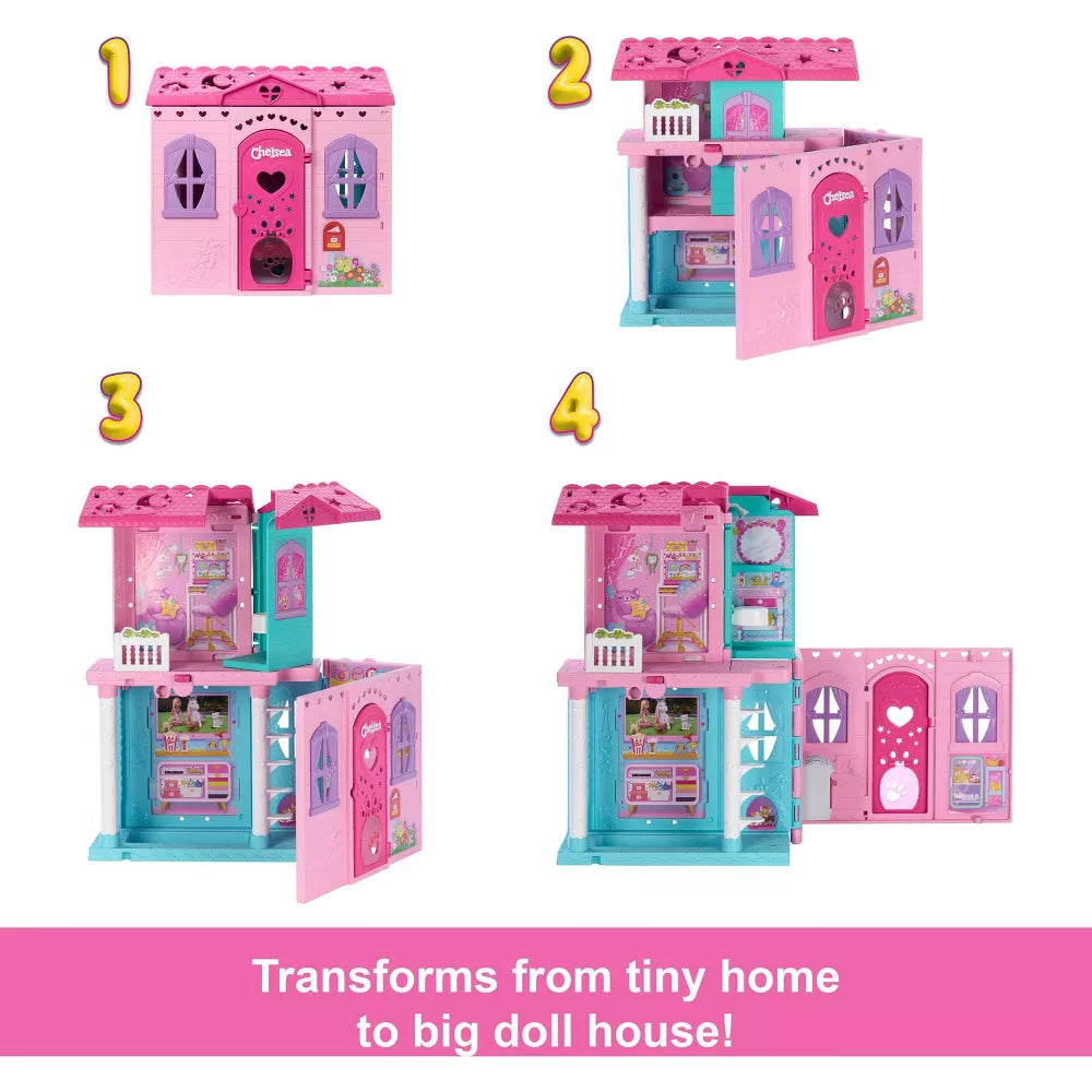 Mattel Barbie Chelsea Pop-Up Doll House with Doll & 15+ Accessories