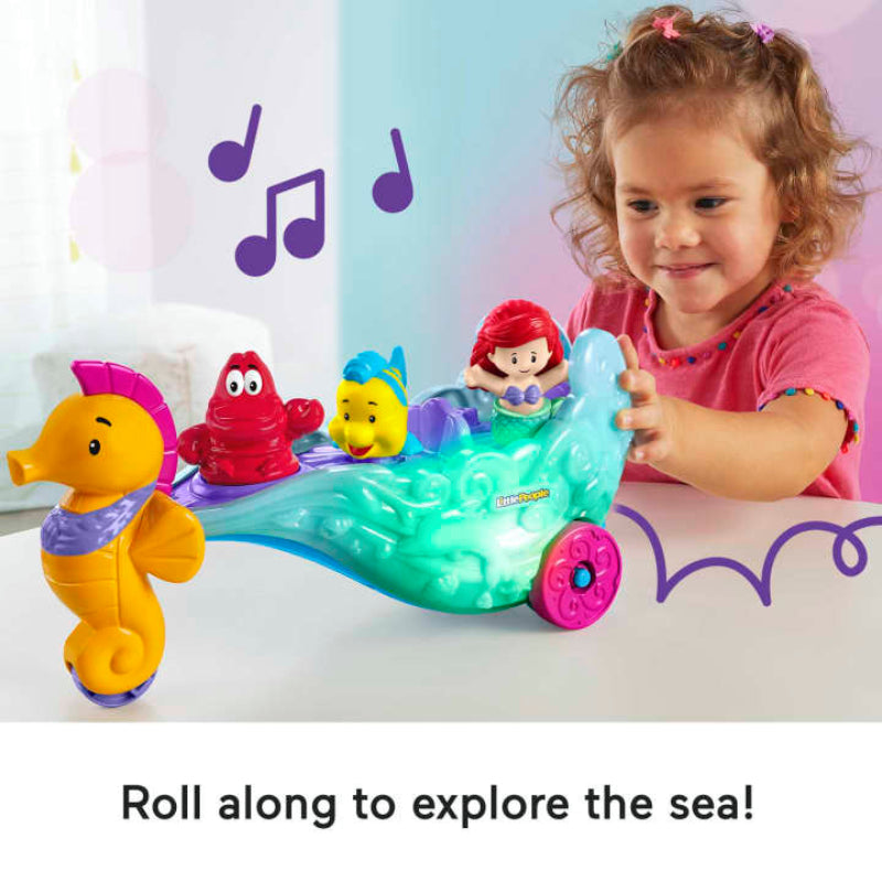 Little People Ariel's Disney Princess Light-Up Sea Carriage Musical Vehicle Toy