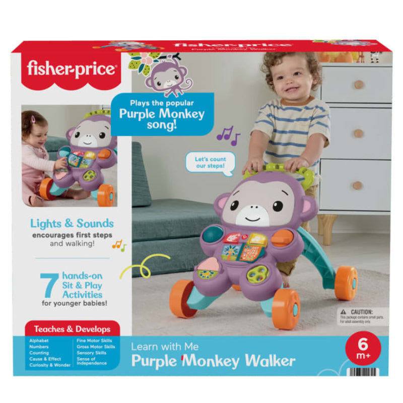 Fisher-Price Learn With Me Monkey Walker with Music and Lights - Purple