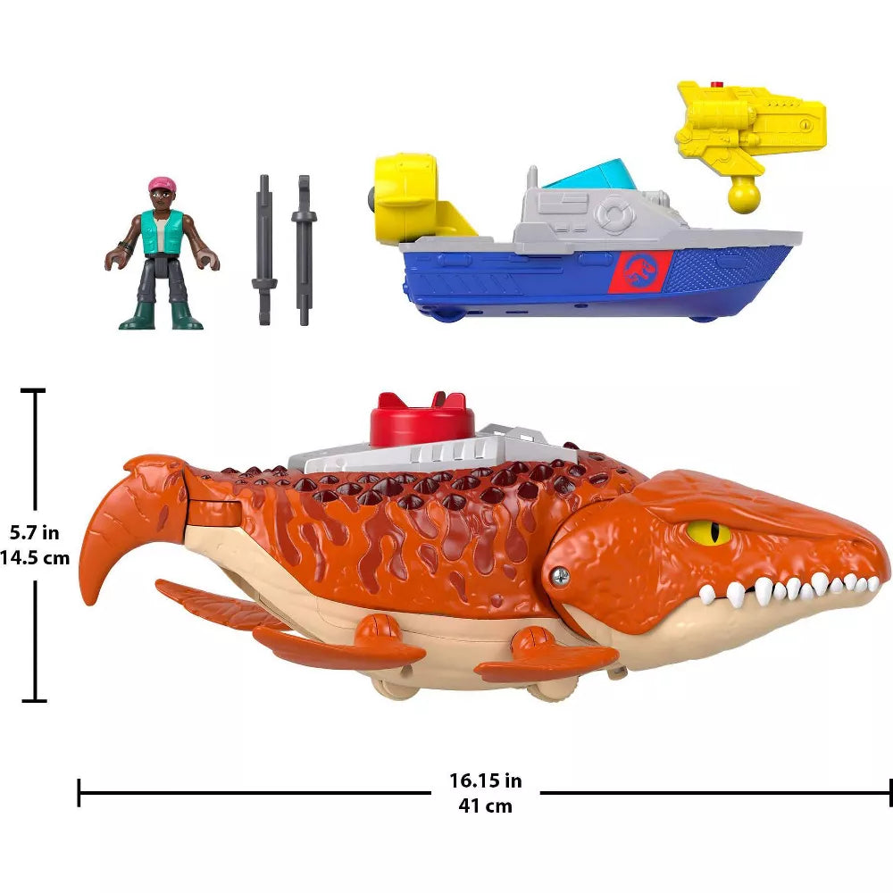 Fisher-Price Imaginext Jurassic World Rebirth Aquachomp Chase Mosasaurus Dinosaur Toy Playset