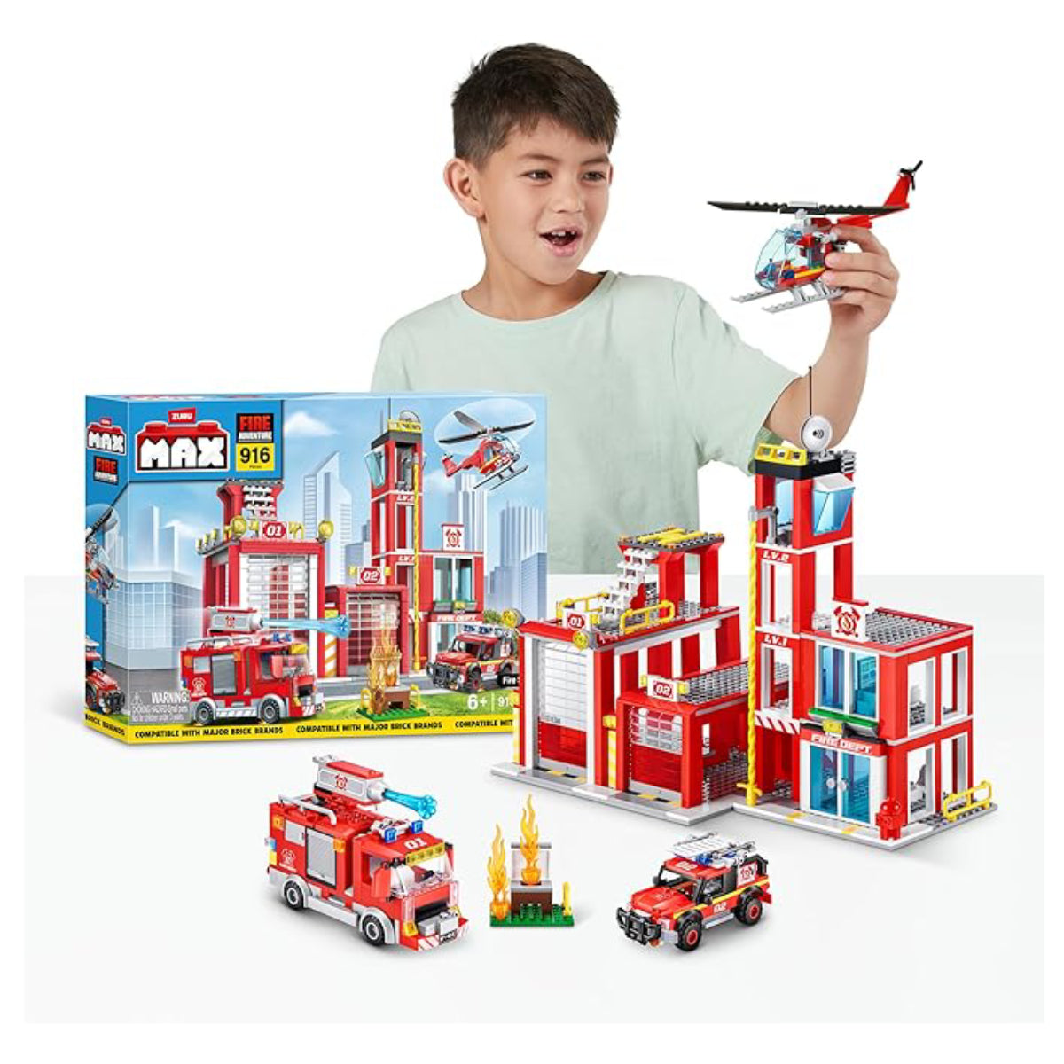 Max Fire Adventure Building Bricks Playset (916-Pieces)– Curacao