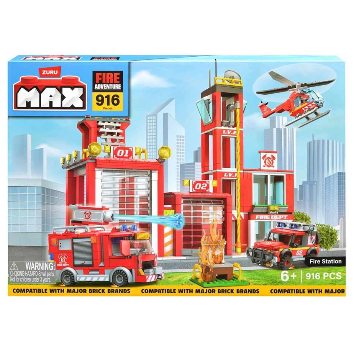 Max Fire Adventure Building Bricks Playset (916-Pieces)– Curacao