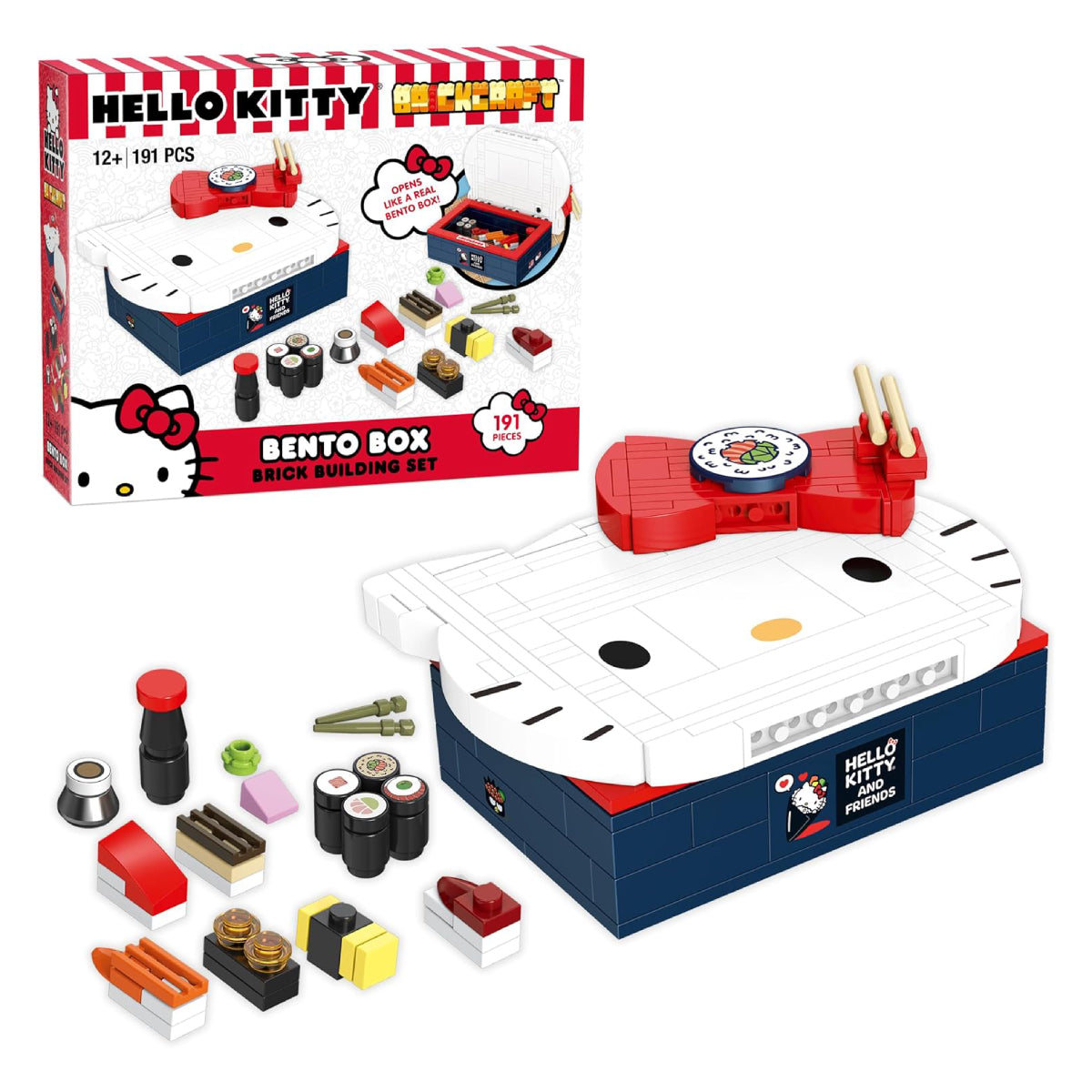 Hello Kitty Bento Box Brick Building Toy Set with Mini Sushi (191-Piece)