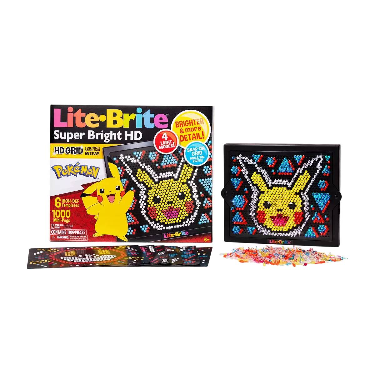 Lite-Brite Pokemon Super Bright HD Grid Light Up Toy - Black