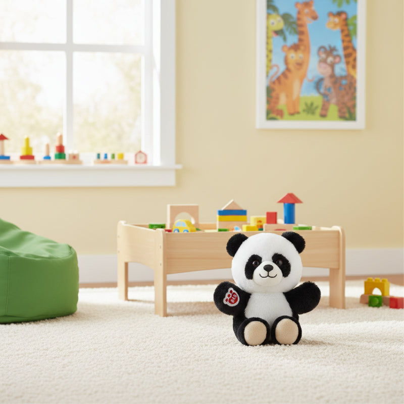 Build-A-Bear Mini Beans Fluffy Hugs Panda Stuffed Animal Plush Toy - Black/White