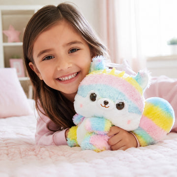 Amuse 13.5" Fuzzy Tail Rainbow Squirrel Plush Toy