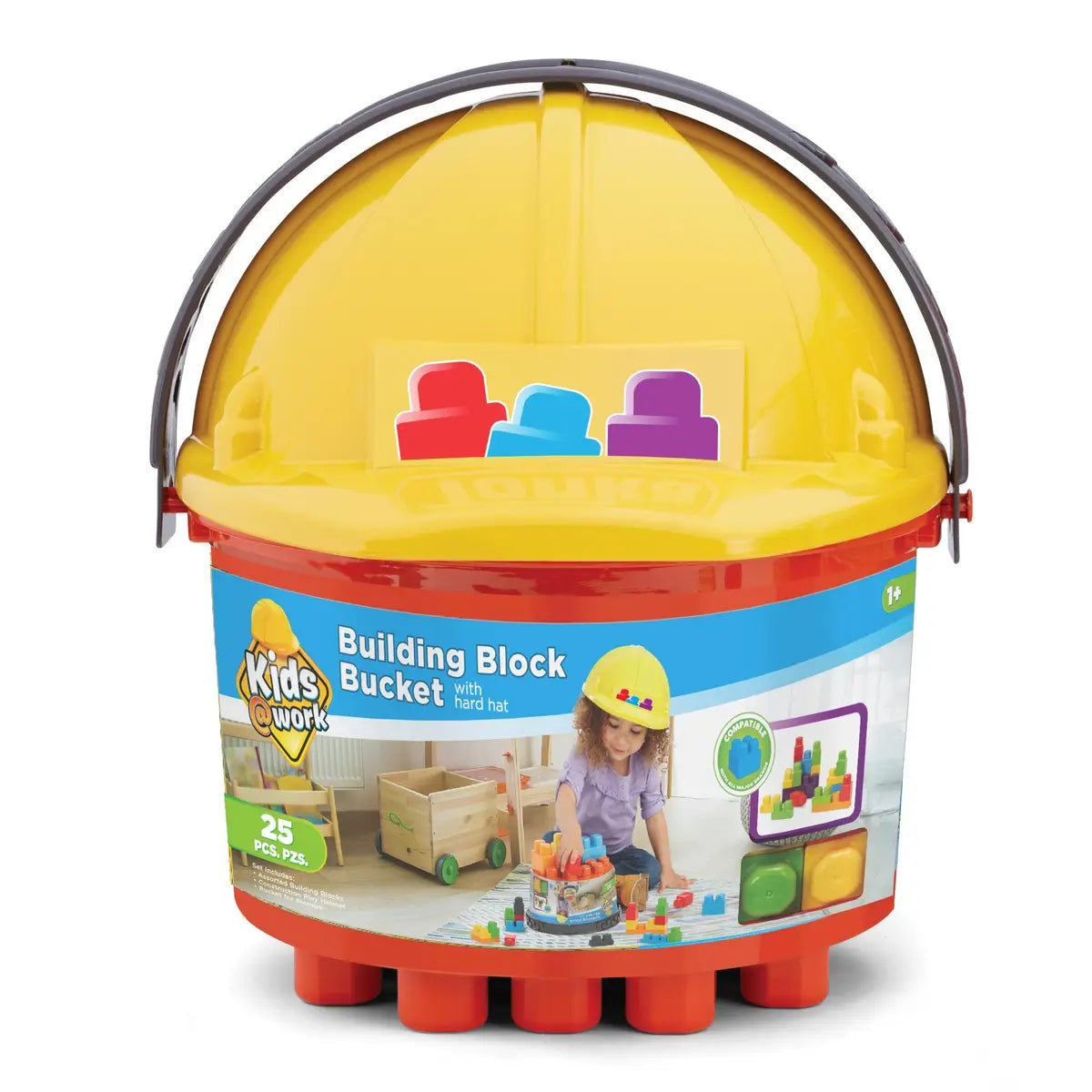 Kids@Work Helmet Block Bucket Building Toy Set (25-Pieces)