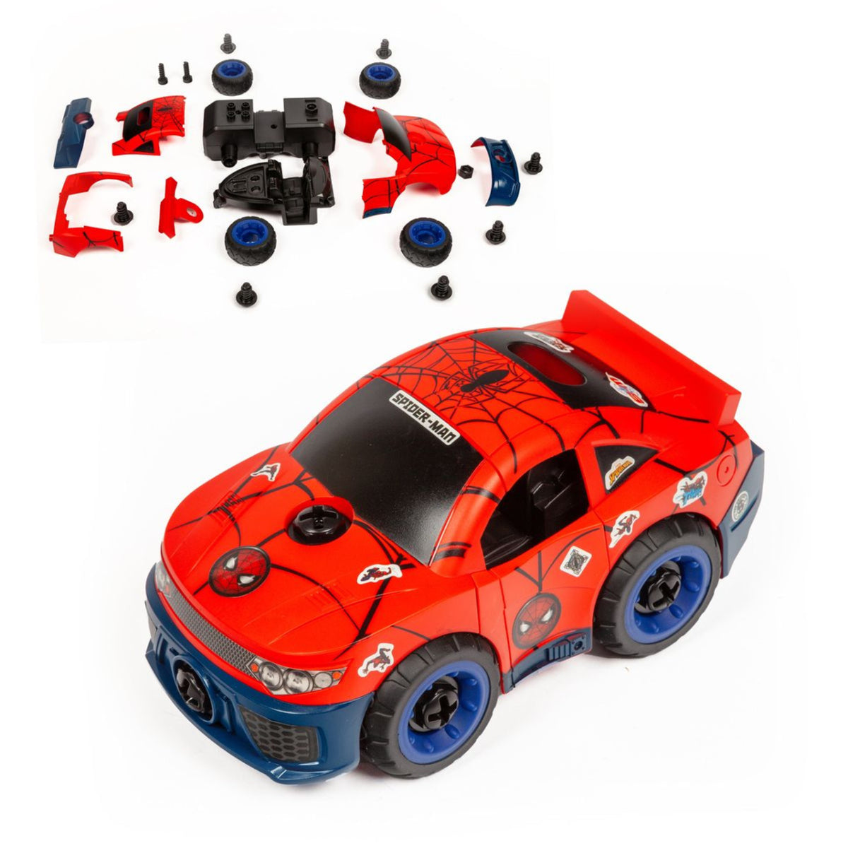 Disney Spider-Man Tool Bench Playset with Take Apart Car (84-Piece) - Red/Blue