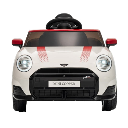 BBJ Toys 12V Ride On Mini Cooper Remote Control Toy Car - White/Red