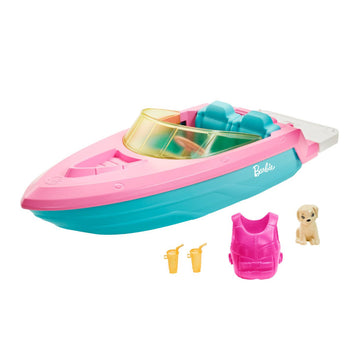 Juego de Barbie con barco y cachorro