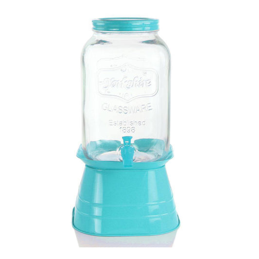 Gibson Home 2 Gallon Glass Mason Jar Dispenser with Metal Lid - Blue