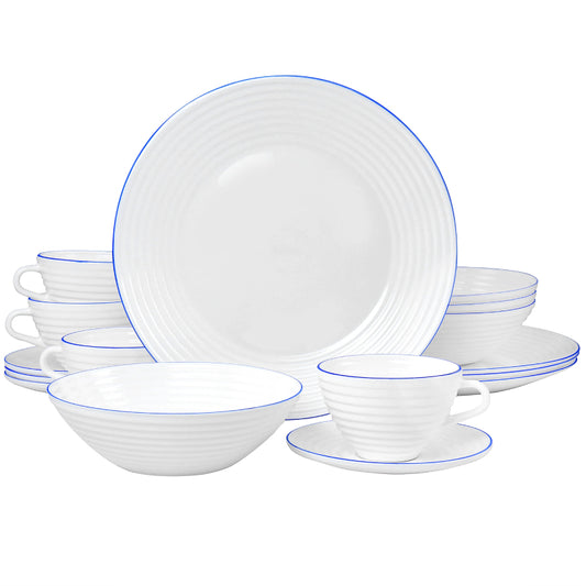 Oster Juego De Vajilla Opal Glass Dinnerware Set (16-Piece) - White